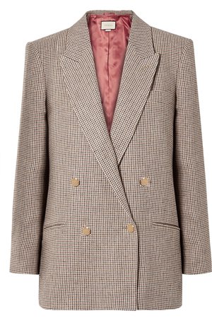 Gucci | Houndstooth checked linen blazer | NET-A-PORTER.COM