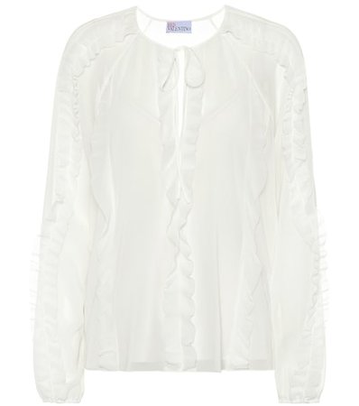 Ruffled silk-blend blouse