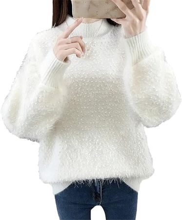Turtleneck Sweater Women Autumn Winter Thick Tassel Bottoming Knitting Sweaters Pullover Female Tops at Amazon Women’s Clothing store