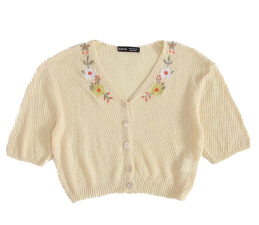 embroidered yellow cardigan
