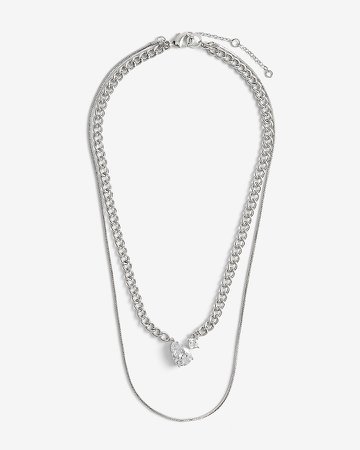 Two Row Pear Stone Chain Necklace