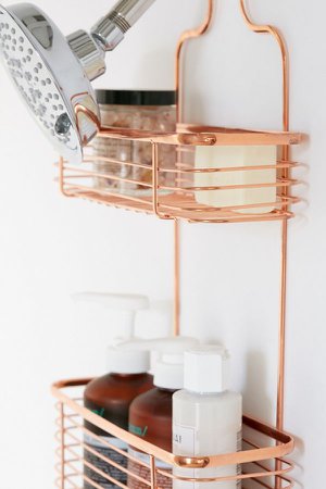 Minimal Rose Gold Shower Caddy | Urban Outfitters