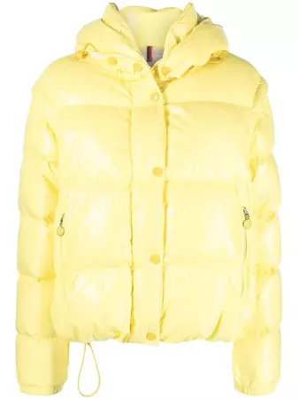 Moncler Yellow Hooded Puffer Jacket