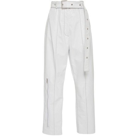 white leather belted trousers