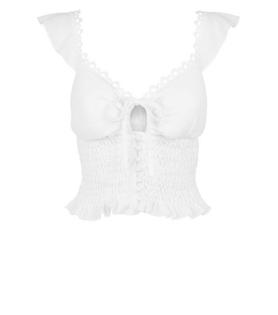 Cameo Rose White Shirred Bustier Bralette | New Look
