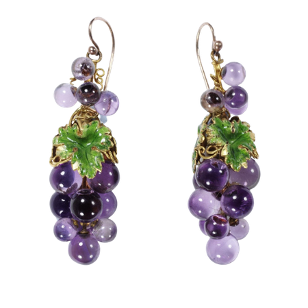 glass grape earrings