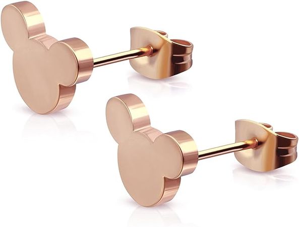 Amazon.com: Rose Gold Plated Stainless Steel Tiny Mouse Silhouette Button Stud Post Earrings: Clothing, Shoes & Jewelry