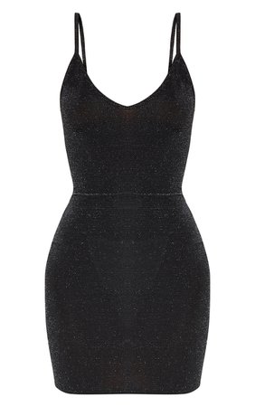 Black Strappy Lurex Bodycon Dress | Dresses | PrettyLittleThing USA