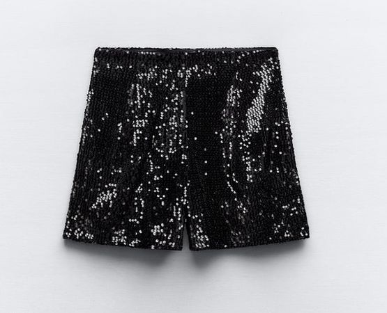 zara black sequin shorts