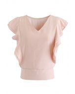 Bowknot Bell Sleeves Chiffon Top in Pink - Retro, Indie and Unique Fashion