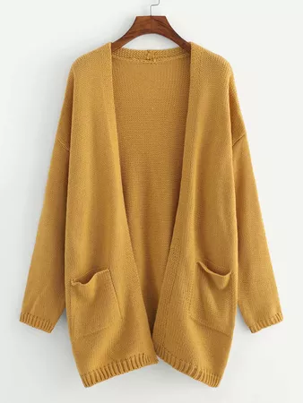 Pocket Patched Solid Cardigan | SHEIN US