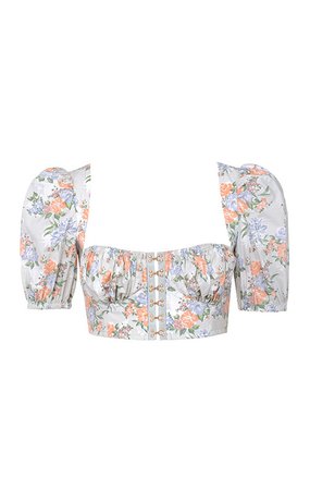 Clothing : Tops : 'Alivia' Floral Print Puff Sleeve Top