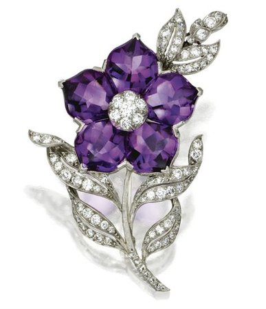 men's purple fleur de lis brooch vintage