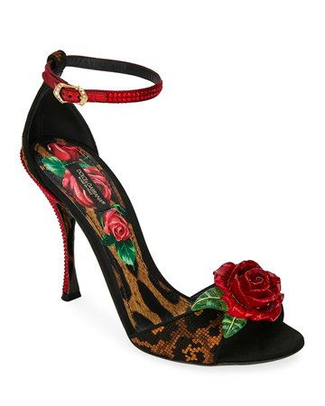 Dolce & Gabbana Leopard and Rose Sandals