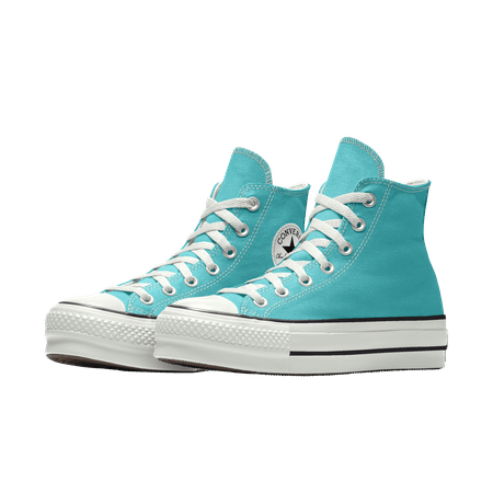 Blue Turquoise Custom Canvas Platform Chuck Taylor All Star By You