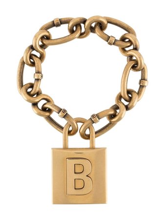 Balenciaga Gold Lock Chain Bracelet