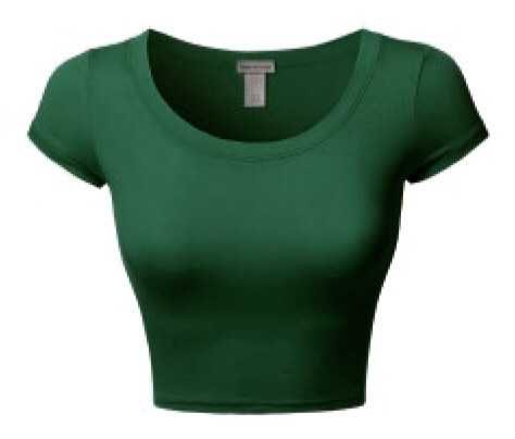 dark green scoop neck crop top tee t-shirt tee shirt t green