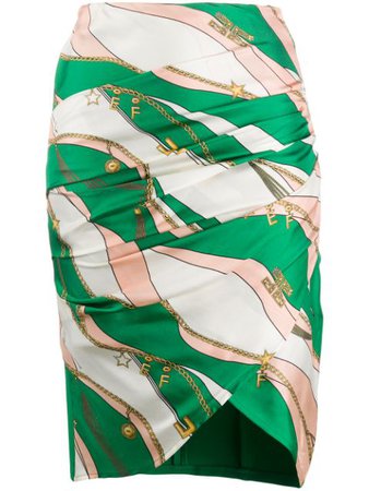 Elisabetta Franchi Graphic Print Asymmetric Skirt Ss20 | Farfetch.com