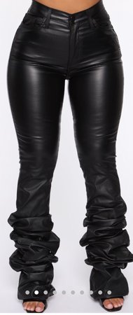 stacked leather pants