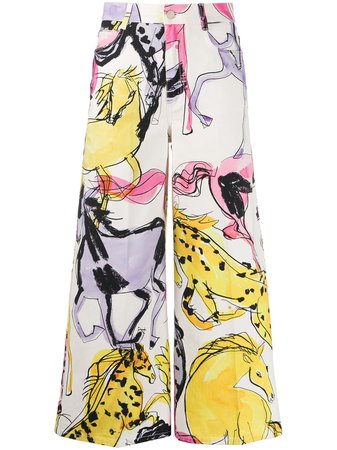 Stella Mccartney Horse Print Cropped Trousers Ss20 | Farfetch.com