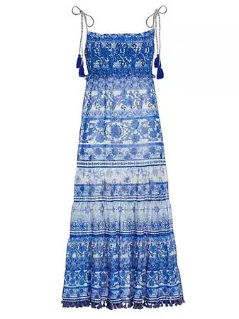 Shop Alice + Olivia Monnie Smocked Eyelet Midi-Dress | Saks Fifth Avenue