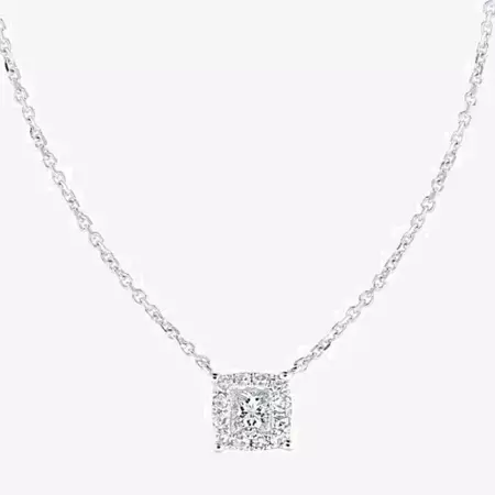 9ct White Gold Diamond Square Cluster Necklace | Buy Online | Free Insured UK Delivery