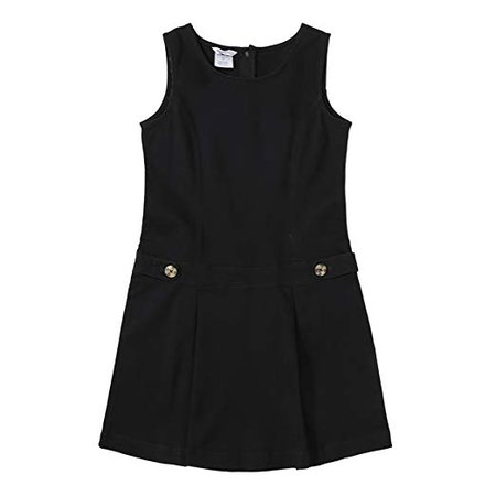 Bienzoe Girl's Cotton Stretch Twill School Uniforms Jumper Button Dress Black Size 6: Amazon.co.uk: Shoes & Bags