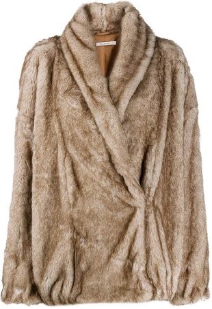 faux fur wrap coat