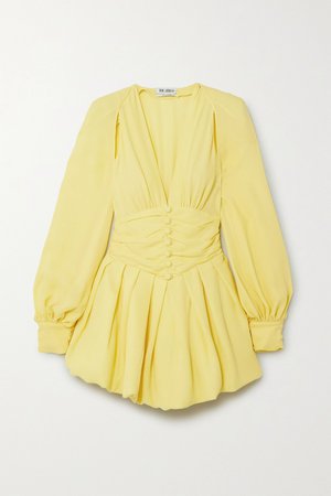 Yellow Cutout gathered georgette mini dress | The Attico | NET-A-PORTER