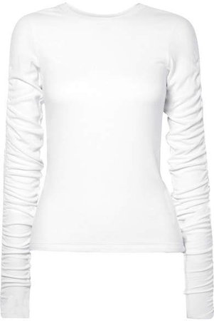 Clement Ruched Ribbed Stretch-modal Top - White