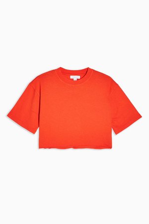 Red Washed Cropped T-Shirt | Topshop