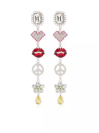 Alessandra Rich crystal-embellished charm drop earrings