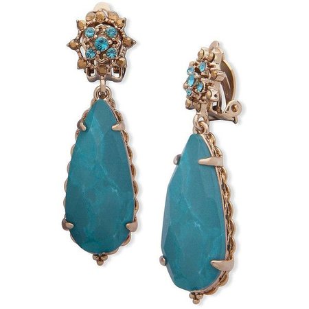 Turquoise & Gold Stone Earrings