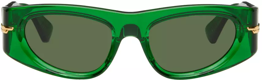 Bottega Veneta: Green Oval Sunglasses | SSENSE