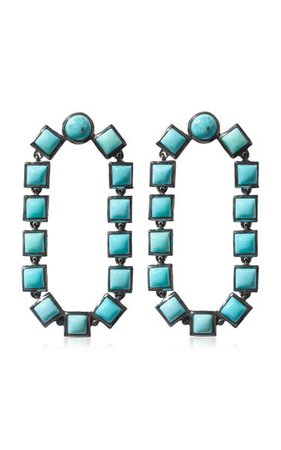 Nakard Loop Sterling Silver Turquoise Earrings By Nak Armstrong | Moda Operandi