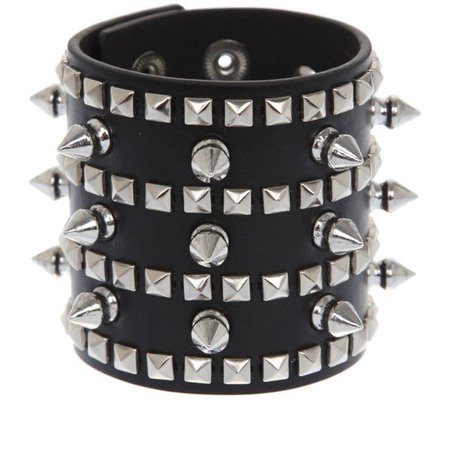 Black Spiked & Studded Leather Wrist Cuff