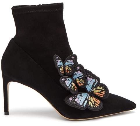 Riva Butterfly Applique Suede Boots - Womens - Black Multi