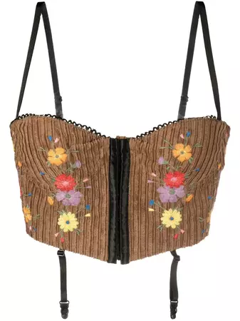 Danielle Guizio floral-embroidered corset top