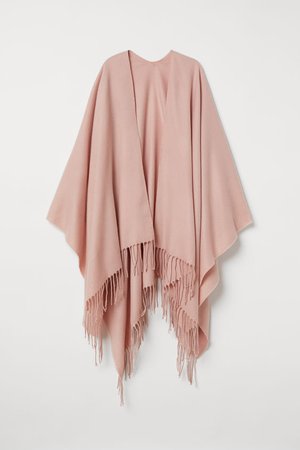 Poncho in tessuto con frange - Rosa cipria - | H&M IT