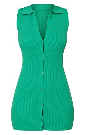 Green Button Front Knit Dress | Knitwear | PrettyLittleThing USA