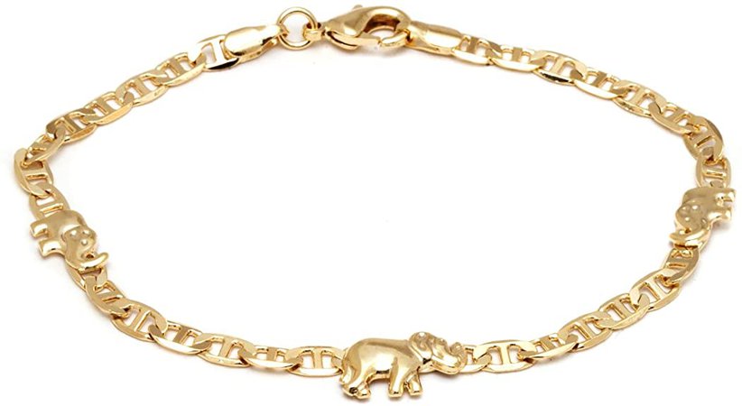 Amazon.com: Barzel 18K Gold Plated Flat Marina Elephant Anklet: Jewelry
