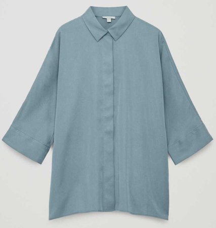 Draped wide-fit shirt turquoise COS
