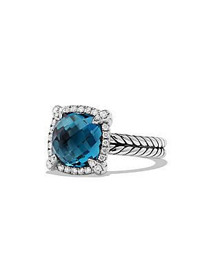 David Yurman Châtelaine® Pave Bezel ring-with-hampton-blue-topaz-and-diamonds