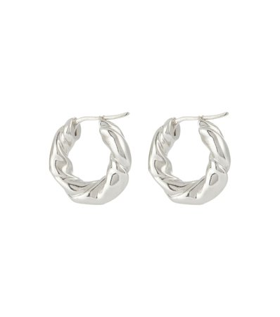 LOEWE - Twisted sterling silver hoop earrings | Mytheresa