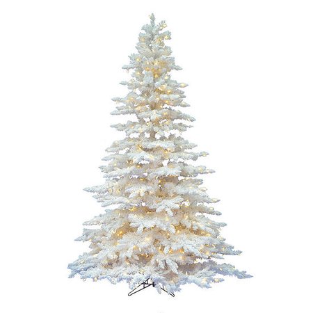 Vickerman 4.5' Flocked White Spruce Artificial Christmas Tree with 250 Frosted Warm White LED Lights