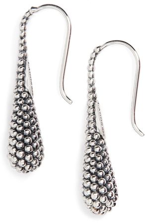 Sterling Silver Caviar Teardrop Earrings