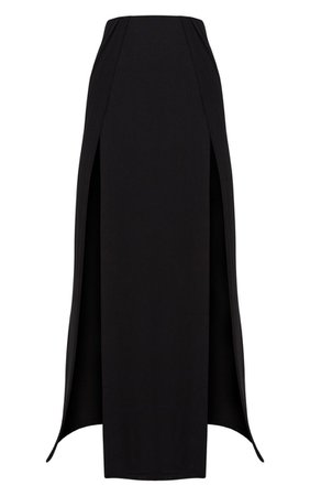 Black Double Split Maxi Skirt | Skirts | PrettyLittleThing USA