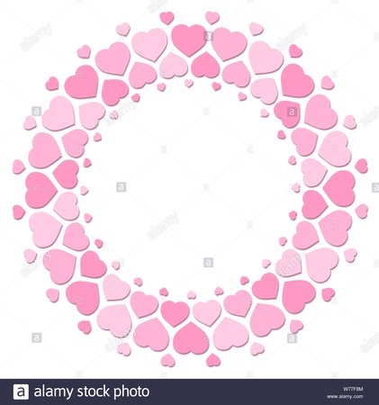 Pink hearts forming a round frame with blank center. Illustration on white background Stock Photo - Alamy
