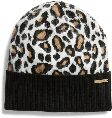 Leopard Pattern Knit Beanie