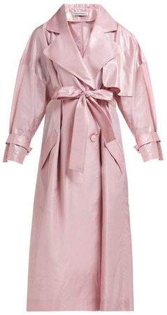 Silk Taffeta Trench Coat - Womens - Pink